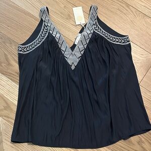 Ramy Brook Black Tank with Silver Geometric Trim
New with tags